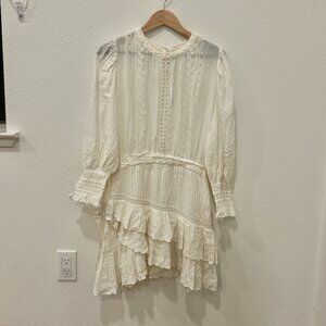 LoveShackFancy embroidery white cotton dress